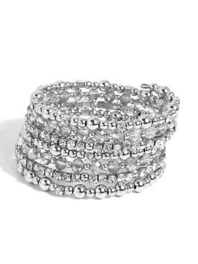 ICE Knowing You - Silver Toned Coil Beaded Bracelet